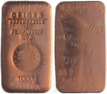 Kupferbarren 1 Kg - gegossen